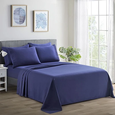 Marina Decoration Ultra Soft Silky Deep Pocket Solid Rayon from Bamboo Bedding All Season Sheet Set with Pillowcases