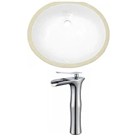 19.5-in. W CUPC Oval Bathroom Undermount Sink Set In White - Chrome Hardware AI-22932