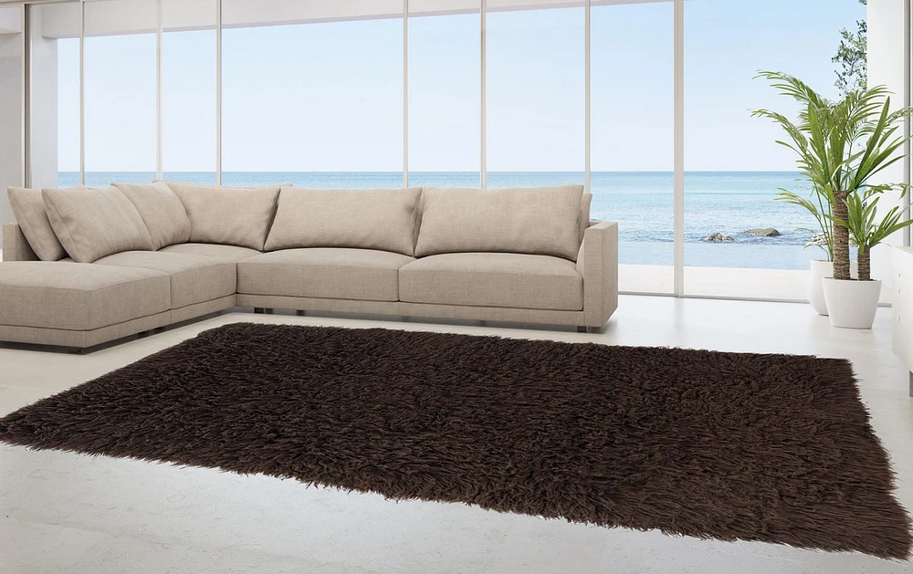 3A Flokati 2000gr 9' x 12' Area Rug, Cocoa