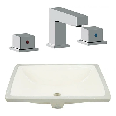 20.75-in. W CSA Rectangle Bathroom Undermount Sink Set In Biscuit - Chrome Hardware AI-23089