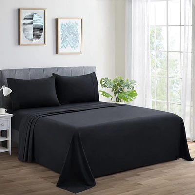 Marina Decoration 600 Thread Count Ultra Soft Deep Pocket Hotel Standard Solid Bedding Long Staple Percale Cotton All Season Sheet Set with Pillowcase