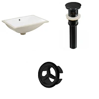 20.75-in. W Rectangle Bathroom Undermount Sink Set In White - Black Hardware - Overflow Drain Incl. AI-20558