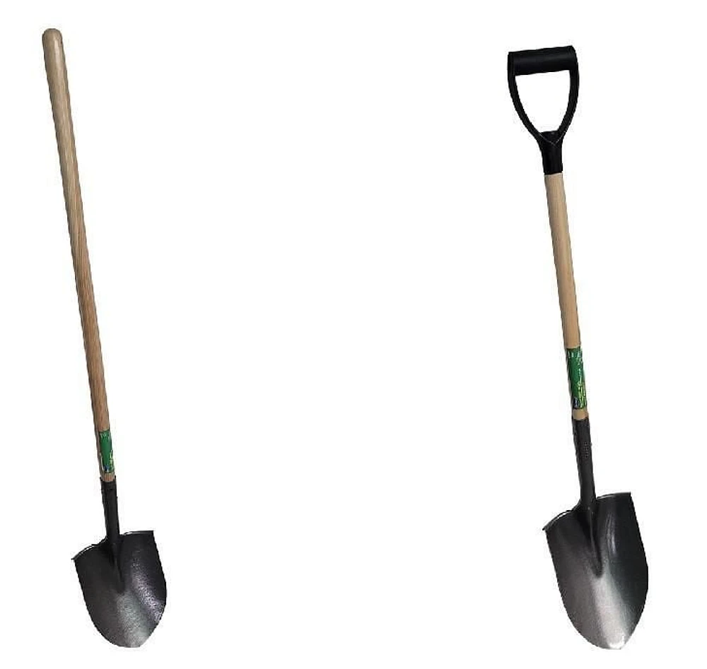 Farm Tuff 9" wide round point shovels, set of two - 33 in & 48" handles