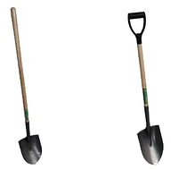 Farm Tuff 9" wide round point shovels, set of two - 33 in & 48" handles