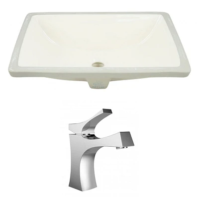 in. W Rectangle Bathroom Undermount Sink Set In Biscuit