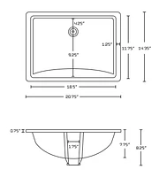 in. W Rectangle Bathroom Undermount Sink Set In Biscuit