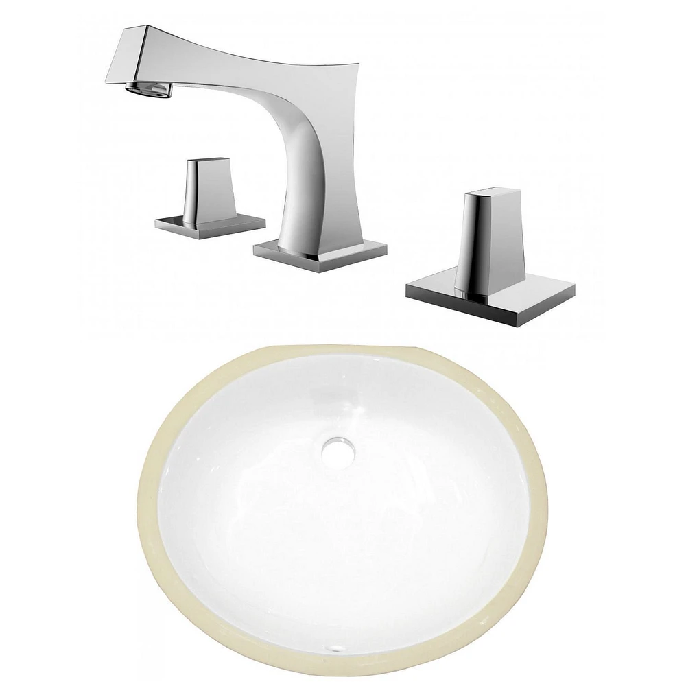 in. W CSA Oval Bathroom Undermount Sink Set In White