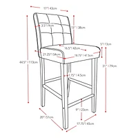 CorLiving Antonio Grey Tweed Fabric Bar Height Barstool