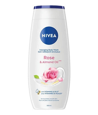 NIVEA Rose & Almond Oil Indulging Body Wash for Women with Almond Milk | Body Cleanser | Shower Cream for all skin types, Dermatologically tested, 500 mL