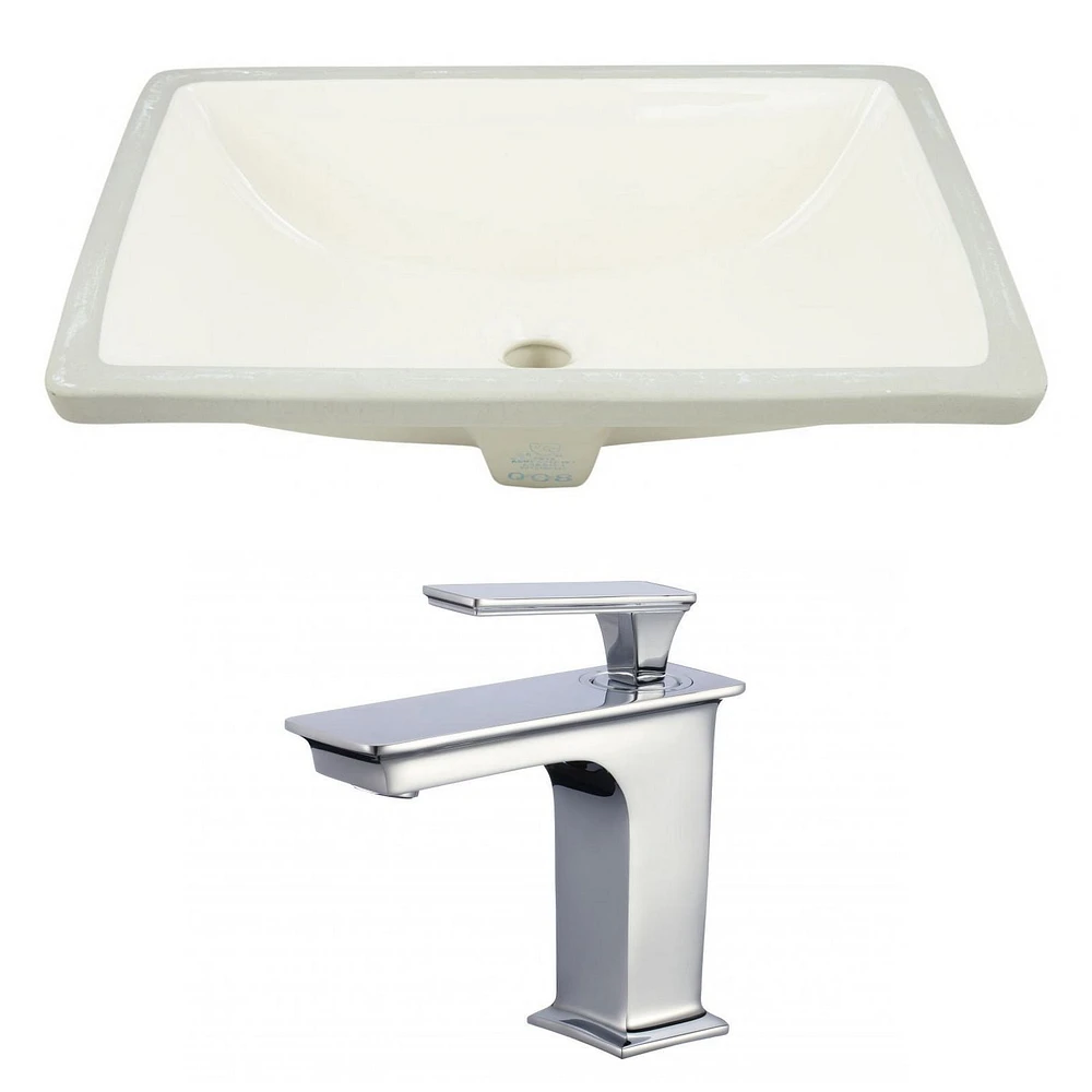 in. W Rectangle Bathroom Undermount Sink Set In Biscuit