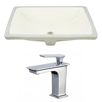 in. W Rectangle Bathroom Undermount Sink Set In Biscuit