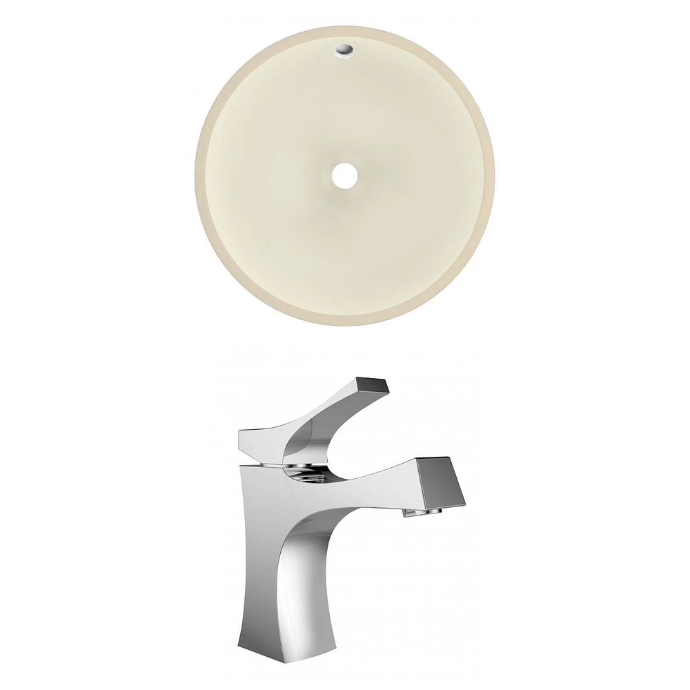 16-in. W Round Bathroom Undermount Sink Set In Biscuit - Chrome Hardware AI-22849