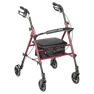 Drive Medical Adjustable Height Rollator Rolling Walker with 6" Wheels, Adjustable Height Rollator