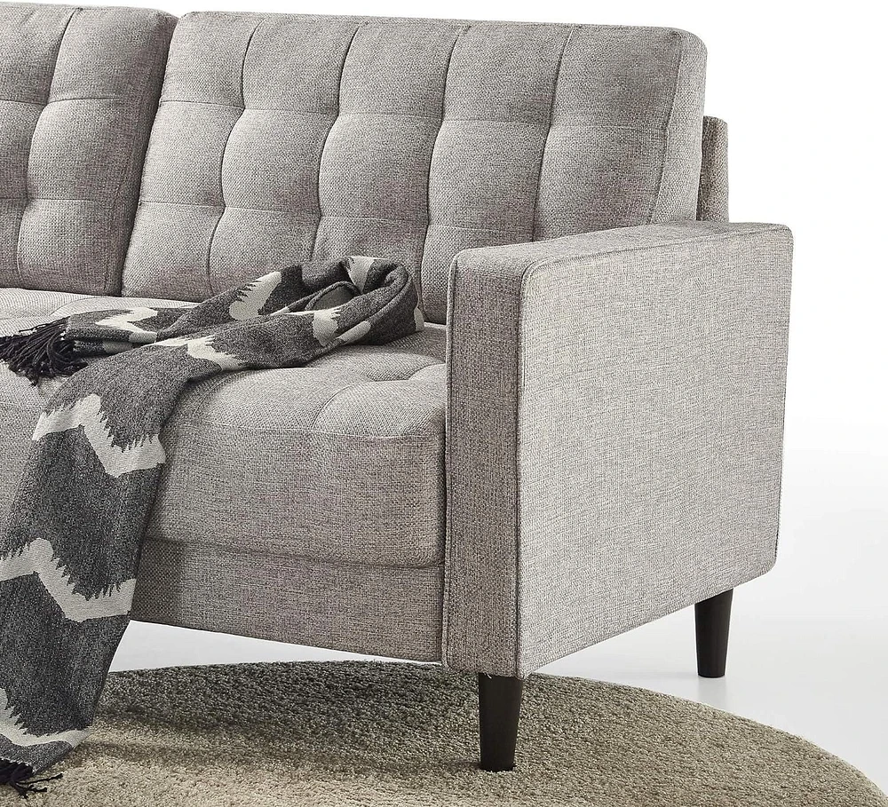 Zinus Benton 3-Seat Upholstered Grid Tufted Sofa Couch, Soft Grey