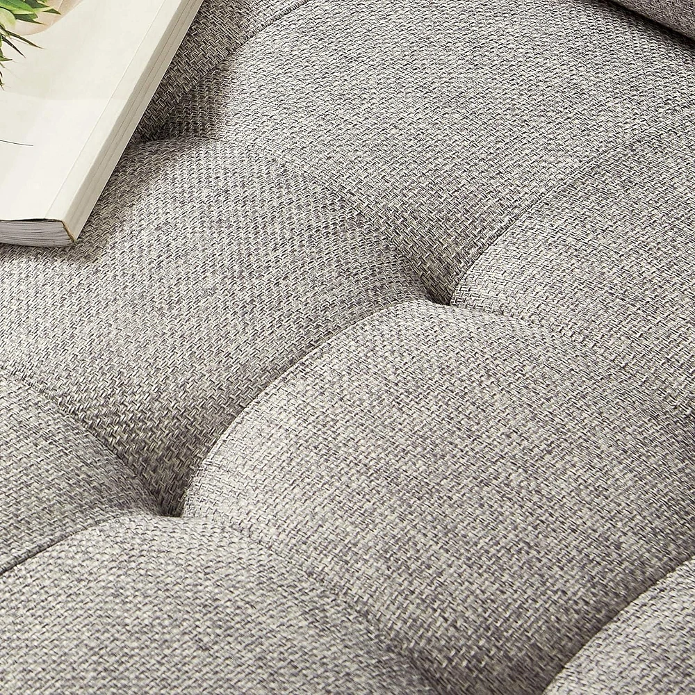 Zinus Benton 3-Seat Upholstered Grid Tufted Sofa Couch, Soft Grey