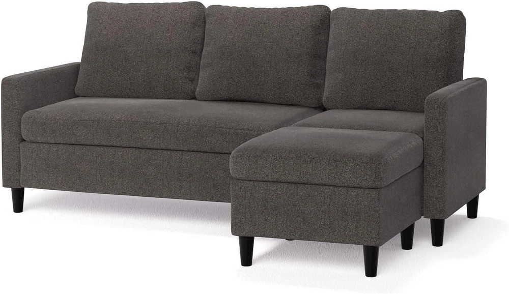 Zinus Hudson Convertible Sectional Sofa Couch with Ottoman, Dark Grey