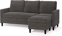 Zinus Hudson Convertible Sectional Sofa Couch with Ottoman, Dark Grey