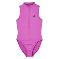 Reebok High Neck Zip Up One Piece, Swimwear