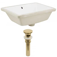 18.25-in. W Rectangle Bathroom Undermount Sink Set In White - Gold Hardware - Overflow Drain Incl. AI-24794