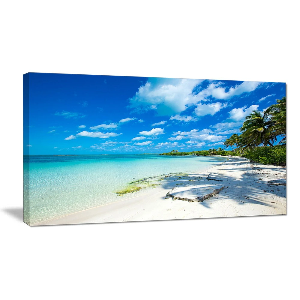 Design Art Tropical Beach with Palm Shadows Large Seashore Canvas Art Print