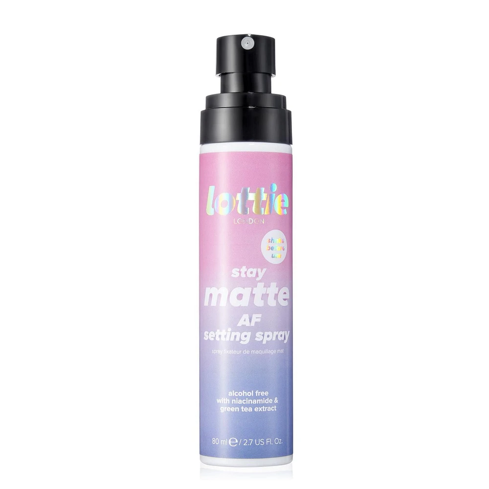 Lottie London - Stay Matte AF Setting Spray - Alcohol Free with Niacinamide & Green Tea Extract (80ml), Spray Matte
