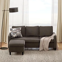 Zinus Hudson Convertible Sectional Sofa Couch with Ottoman, Dark Grey