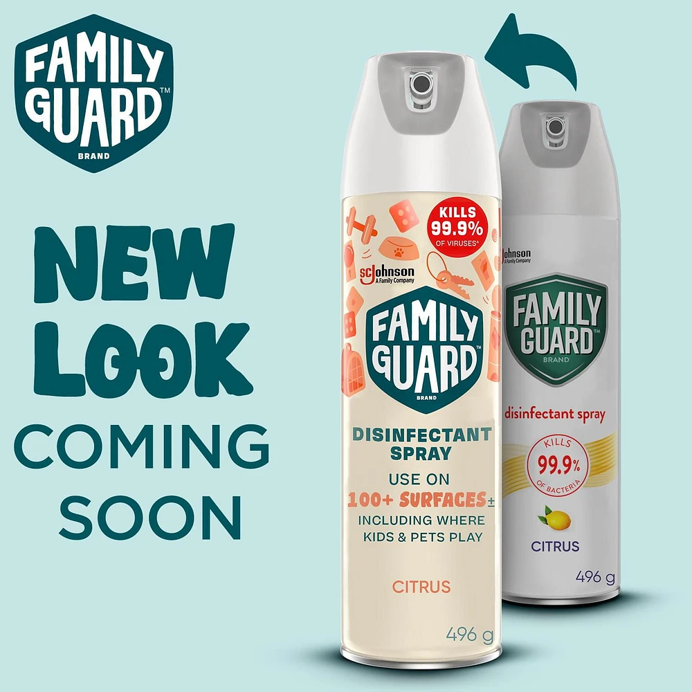 Family Guard™ Disinfectant Spray, Kills 99.9% of Germs, Citrus Scent, 496g