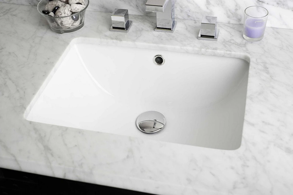 18.25-in. W Rectangle Bathroom Undermount Sink Set In White - Gold Hardware - Overflow Drain Incl. AI-24794