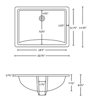 20.75-in. W Rectangle Bathroom Undermount Sink Set In Biscuit - Brushed Nickel Hardware - Overflow Drain Incl. AI-24799