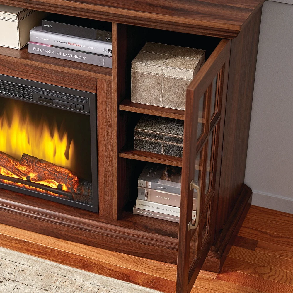 Muskoka Brookfield 59 inch Solid Wood Veneer Media Fireplace - Burnished Walnut