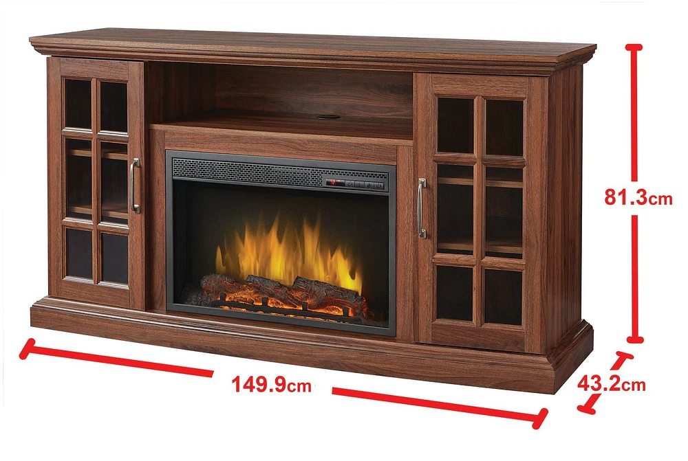 Muskoka Brookfield 59 inch Solid Wood Veneer Media Fireplace - Burnished Walnut