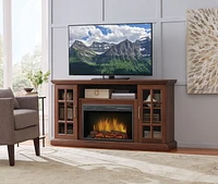 Muskoka Brookfield 59 inch Solid Wood Veneer Media Fireplace - Burnished Walnut