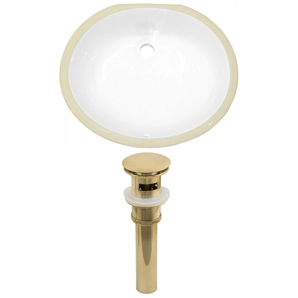 19.5-in. W CUPC Oval Bathroom Undermount Sink Set In White - Gold Hardware - Overflow Drain Incl. AI-24845