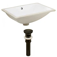 20.75-in. W CSA Rectangle Bathroom Undermount Sink Set In White - Oil Rubbed Bronze Hardware