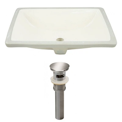 20.75-in. W Rectangle Bathroom Undermount Sink Set In Biscuit - Brushed Nickel Hardware - Overflow Drain Incl. AI-24799