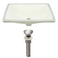 20.75-in. W Rectangle Bathroom Undermount Sink Set In Biscuit - Brushed Nickel Hardware - Overflow Drain Incl. AI-24799