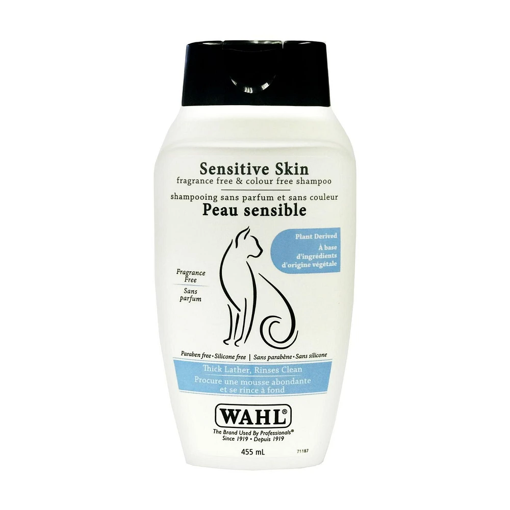 Wahl Sensitive Skin Cat Shampoo - 455ml - Model 58373, Unscented & Colour Free