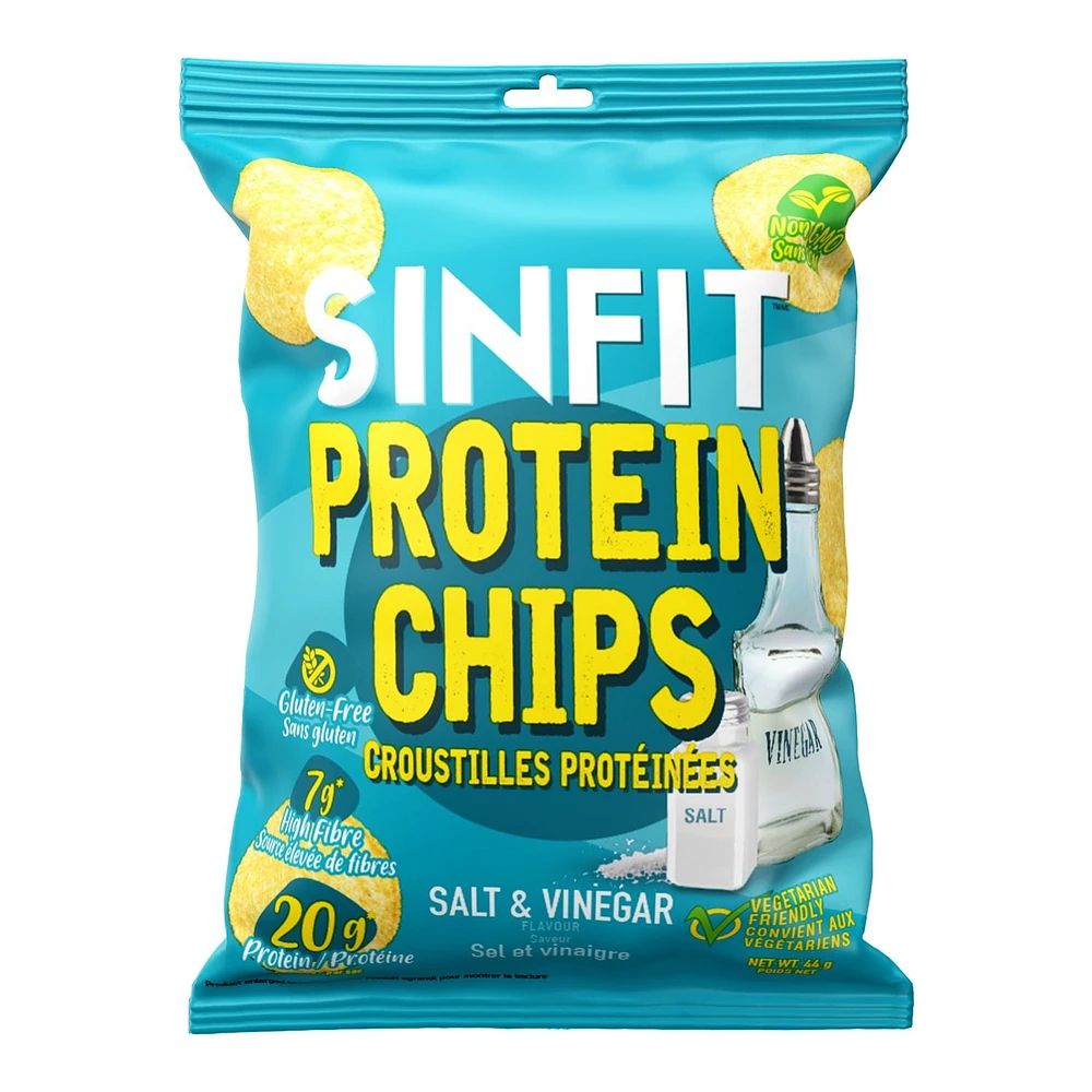SinFit Protein Chips - Salt & Vinegar, 50g Bag