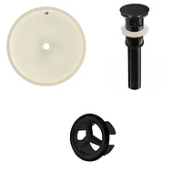 16-in. W Round Bathroom Undermount Sink Set In Biscuit - Black Hardware - Overflow Drain Incl. AI-20606