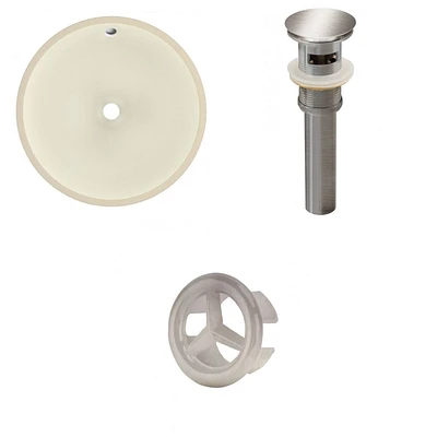 16-in. W Round Bathroom Undermount Sink Set In Biscuit - Brushed Nickel Hardware - Overflow Drain Incl. AI-20608