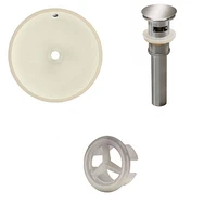 16-in. W Round Bathroom Undermount Sink Set In Biscuit - Brushed Nickel Hardware - Overflow Drain Incl. AI-20608