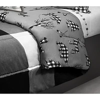 Safdie & Co. Comforter Set 3PC K Printed Buffalo Plaid White/Black