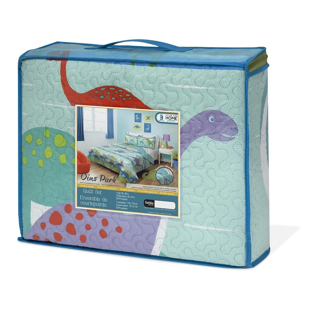 Safdie & Co. Quilt Set 3PC DQ Dino Park