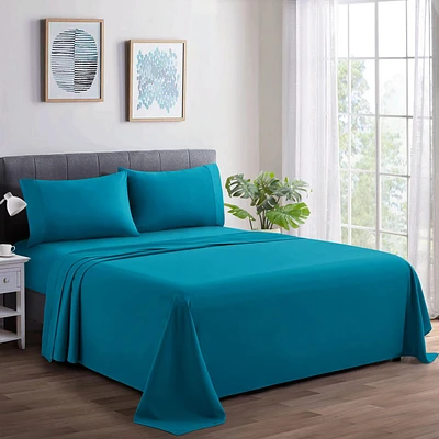 Marina Decoration 600 Thread Count Ultra Soft Deep Pocket Hotel Standard Solid Bedding Long Staple Percale Cotton All Season Sheet Set with Pillowcase