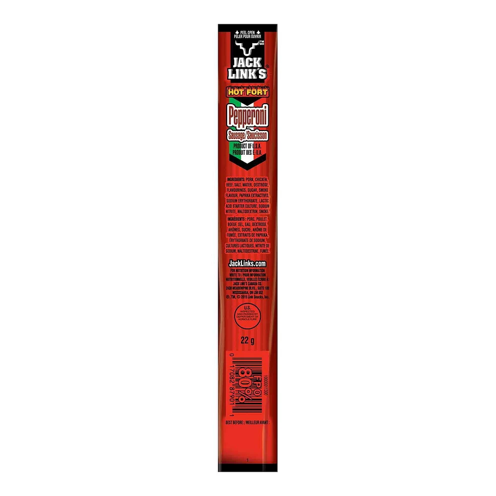 Jack Link's Hot 22g Pepperoni Sausage Stick, 1 x 22g