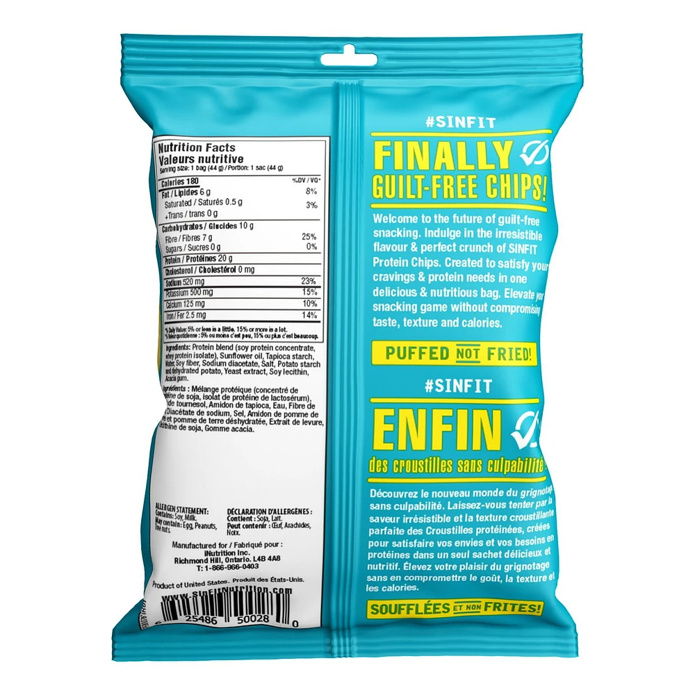 SinFit Protein Chips - Salt & Vinegar, 50g Bag