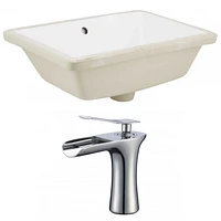 in. W Rectangle Bathroom Undermount Sink Set In White