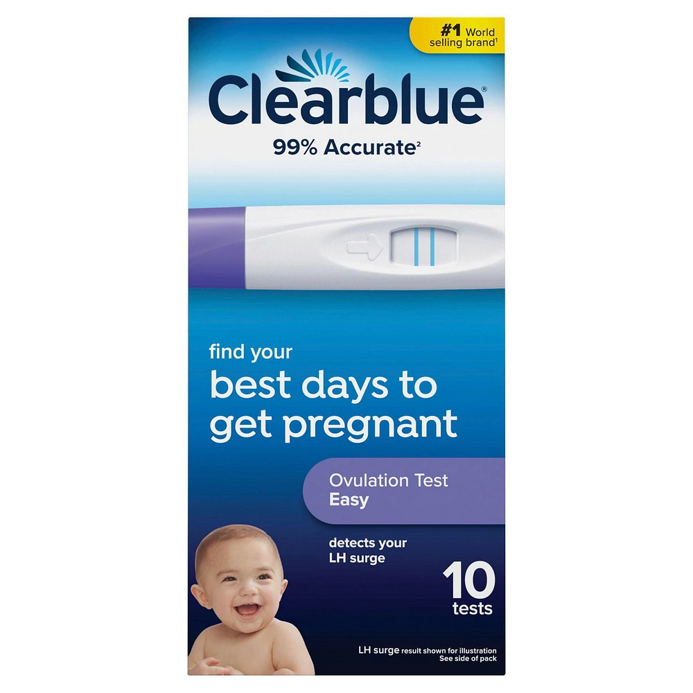 Clearblue Easy Ovulation Test Kit, Home Ovulation Test Sticks, 10 Tests, 10CT