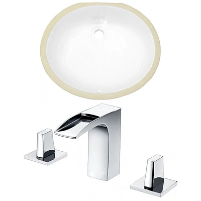 19.5-in. W Oval Bathroom Undermount Sink Set In White - Chrome Hardware AI-22682