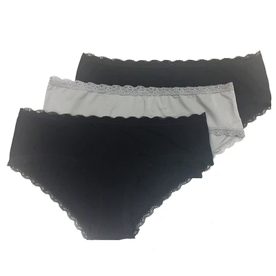 Culottes à taille basse en microfibre avec franges dentelle George pour femmes, paquet de 3 Tailles P TG